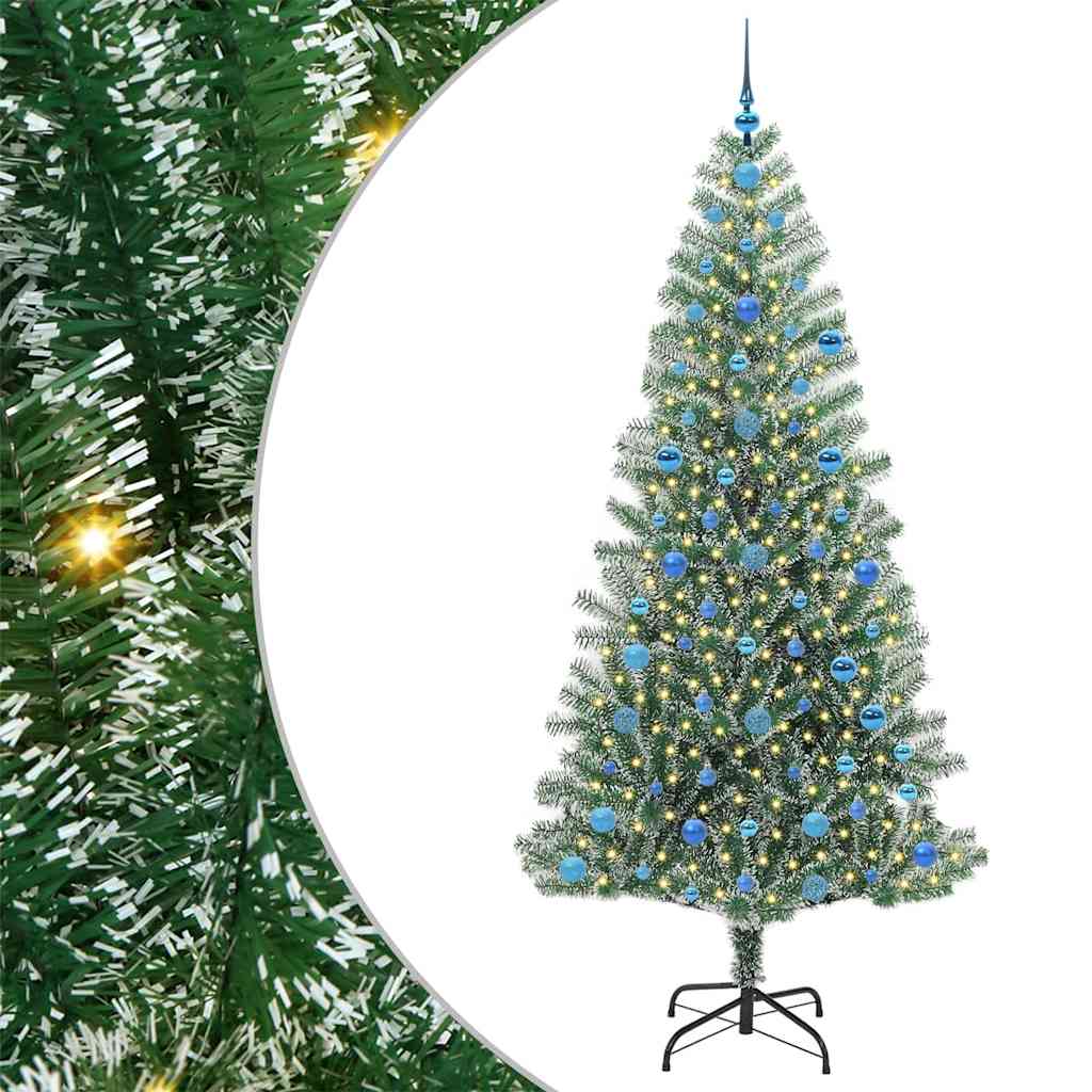 Albero di Natale Artificiale-Albero Natalizio Imbiancato con Luci LED 210 cm 313002