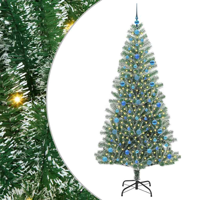 Albero di Natale Artificiale-Albero Natalizio Imbiancato con Luci LED 210 cm 313002