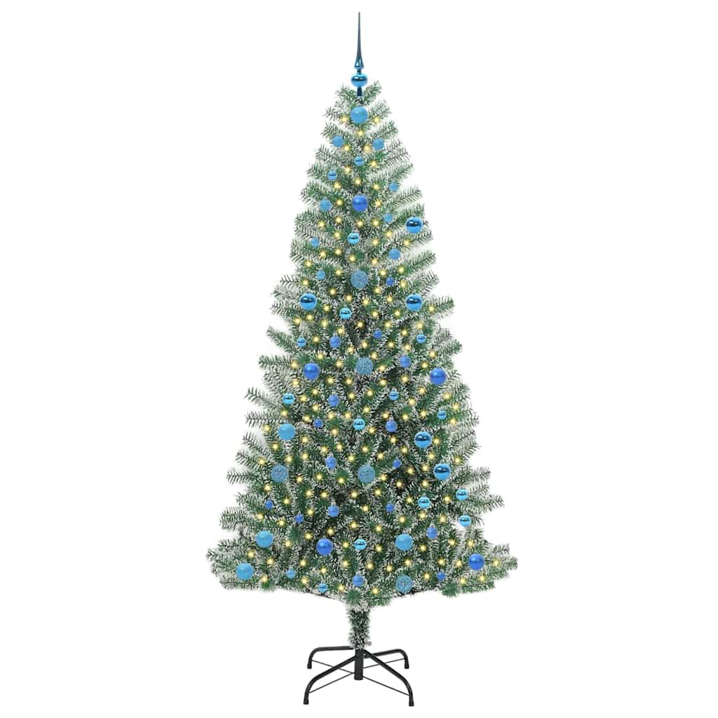 Albero di Natale Artificiale-Albero Natalizio Imbiancato con Luci LED 210 cm 313002