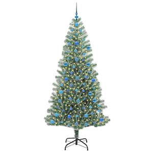 Albero di Natale Artificiale-Albero Natalizio Imbiancato con Luci LED 210 cm 313002