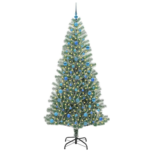 Albero di Natale Artificiale-Albero Natalizio Imbiancato con Luci LED 210 cm 313002
