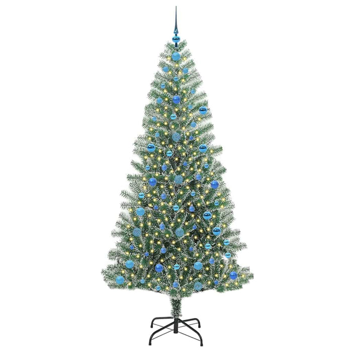 Albero di Natale Artificiale-Albero Natalizio Imbiancato con Luci LED 210 cm 313002