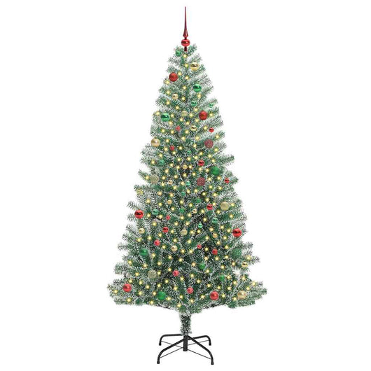 Albero di Natale Artificiale Imbiancato con Luci LED 210 cm 3396832