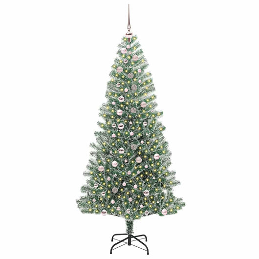Albero di Natale Artificiale-Albero Natalizio Imbiancato con Luci LED 240 cm 306508