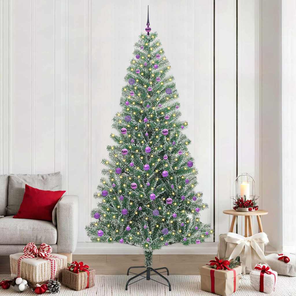 Albero di Natale Artificiale Imbiancato con Luci LED 240 cm 3396839