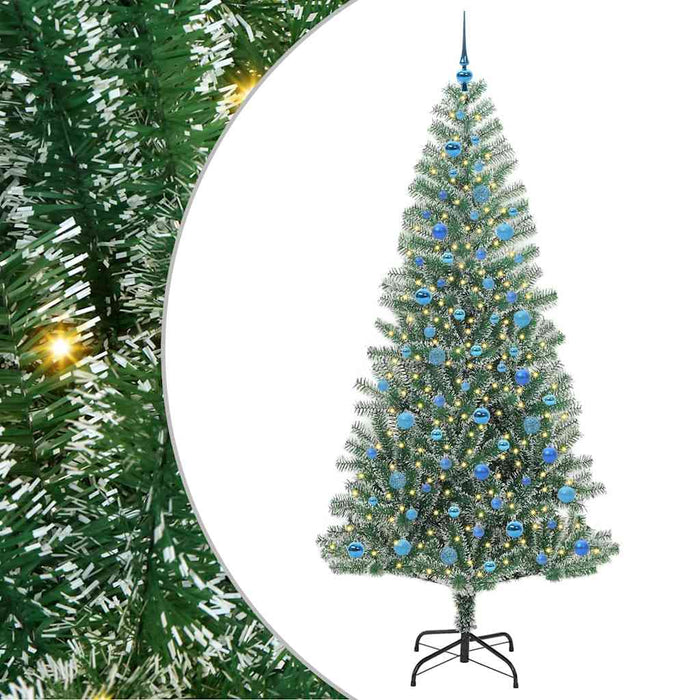 Albero di Natale Artificiale-Albero Natalizio Imbiancato con Luci LED 240 cm 947268