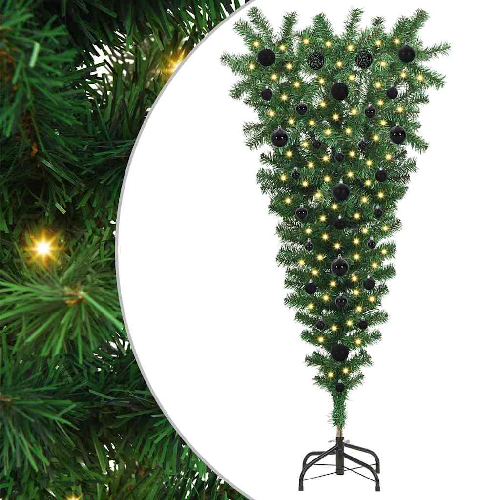 Albero di Natale artificiale pre-illuminato capovolto con set di palline 3396843