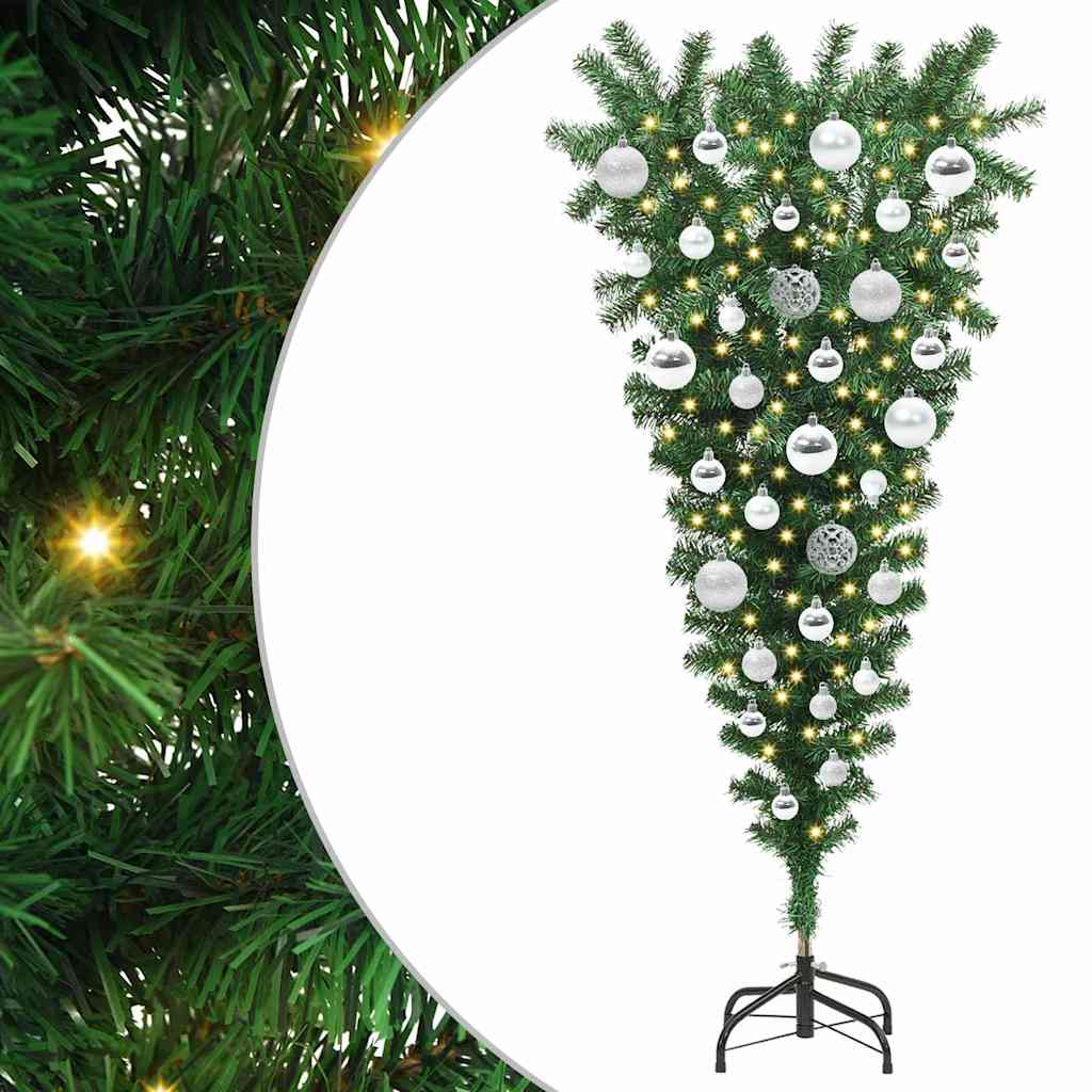 Albero di Natale Artsificiale Illuminato Capovolto con Set di Palline 3396847