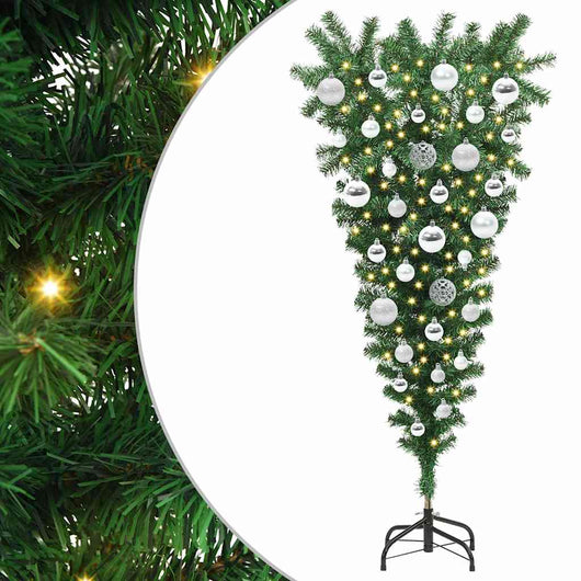 Albero di Natale Artsificiale Illuminato Capovolto con Set di Palline 3396847