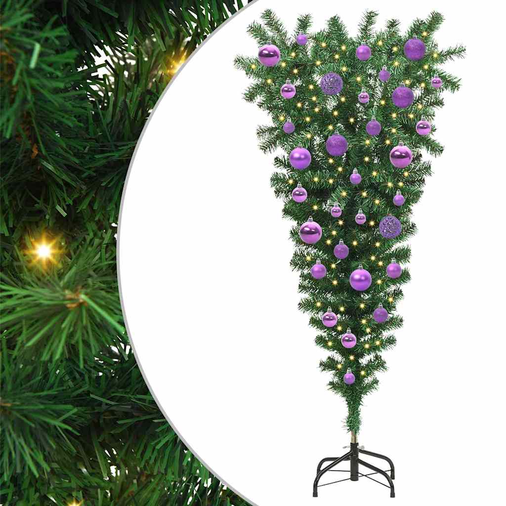 Albero di Natale artificiale preilluminato rovesciato con set di palline 3396848