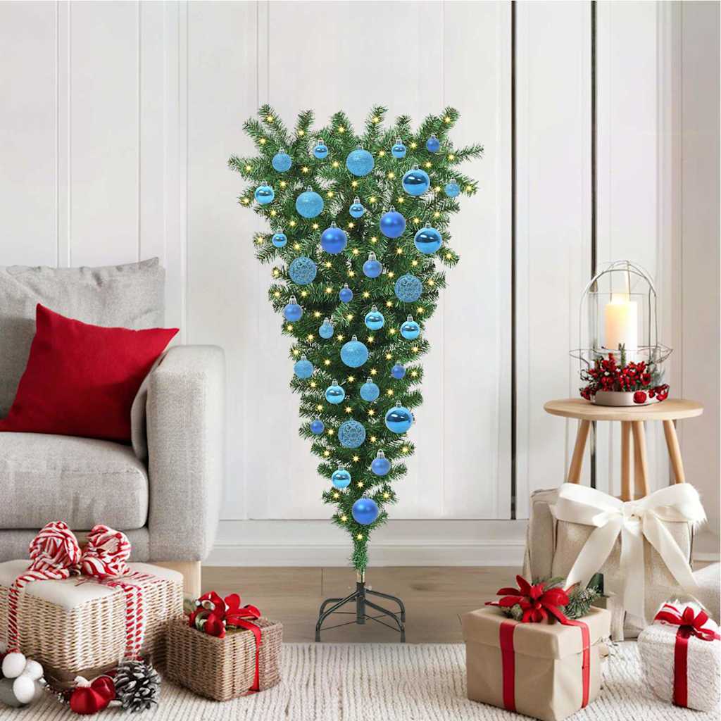 Albero di Natale artificiale preilluminato capovolto con set di palline 3396849