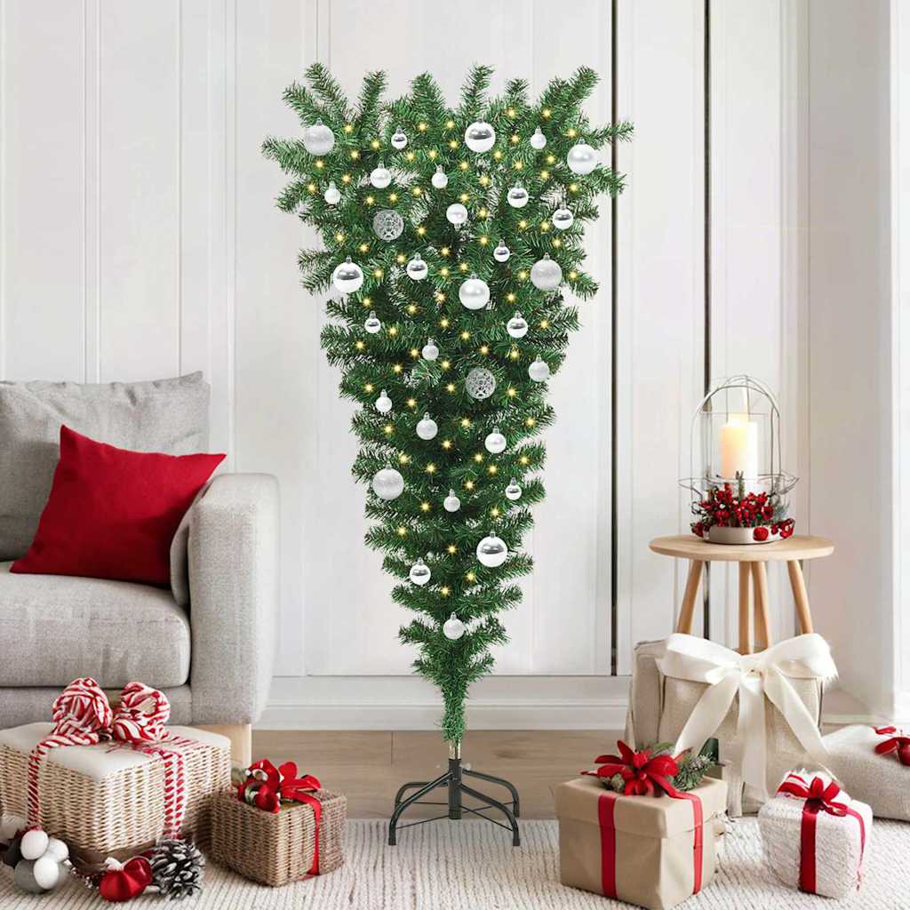 Albero di Natale artificiale preilluminato capovolto con set di palline 3396856