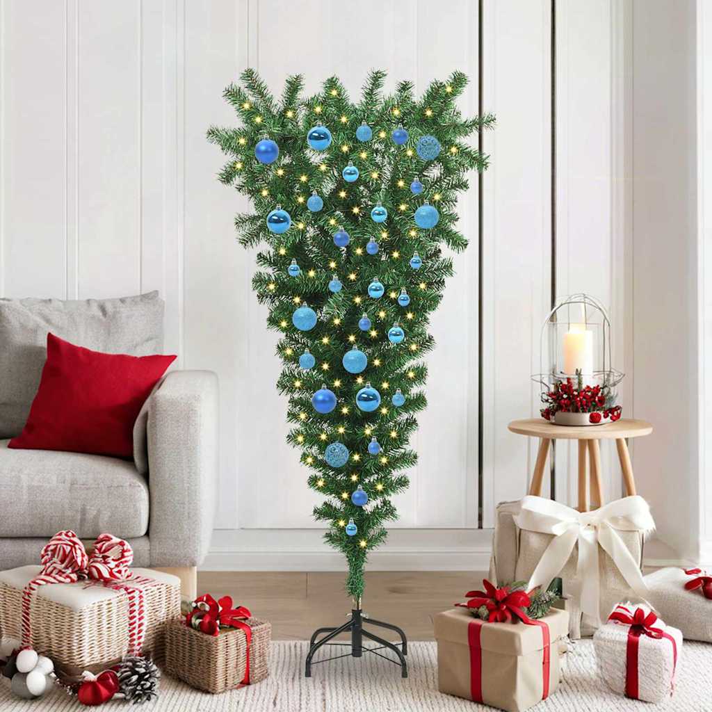 Albero di Natale artificiale pre-illuminato rovesciato con set di palline 3396858