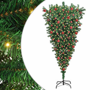 Albero di Natale Artificiale Pre-illuminato Sottosopra con Set di Palline 3396864