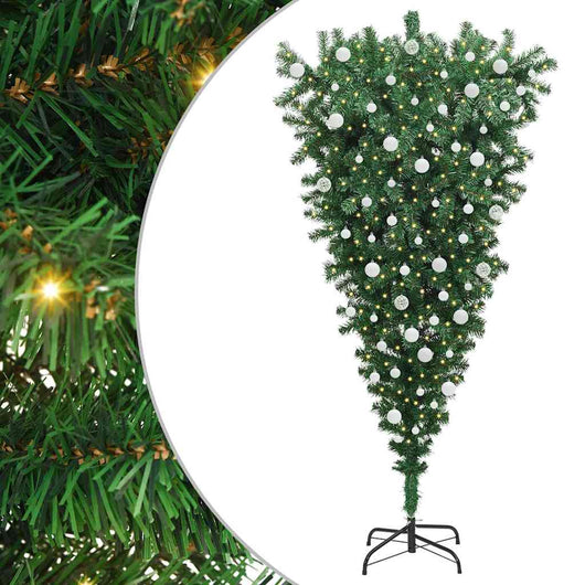 Albero di Natale Artificiale Pre-illuminato Capovolto con Set di Palline 3396867