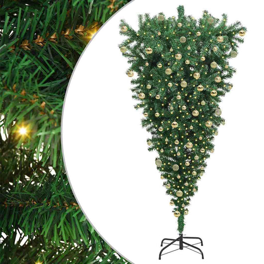 Albero di Natale artificiale pre-illuminato capovolto con set di palline 3396868