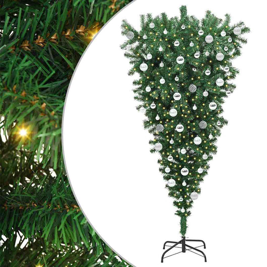Albero di Natale artificiale pre-illuminato capovolto con set di palle 3396869