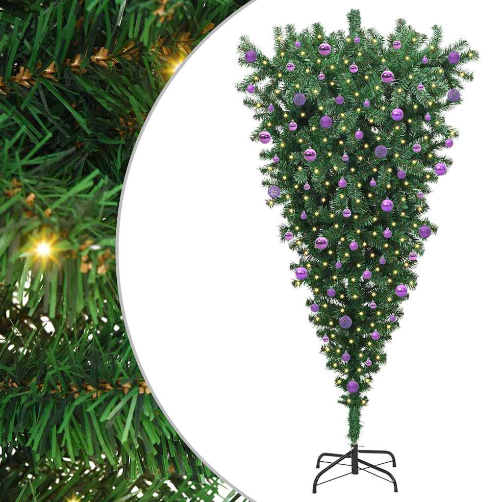 Albero di Natale artificiale pre-illuminato capovolto con set di palline 3396879