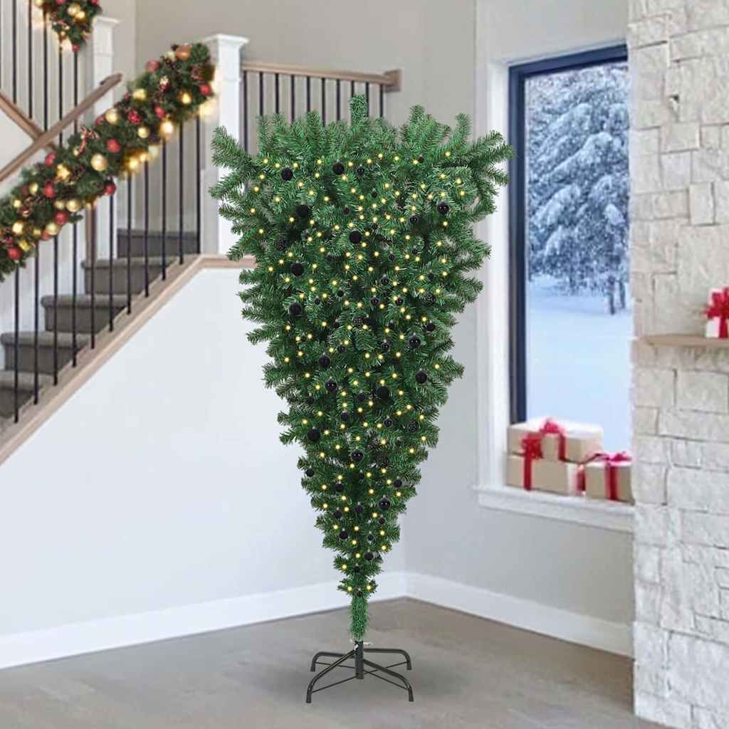 Albero di Natale artificiale preilluminato capovolto con set di palline 3396883