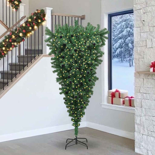 Albero di Natale artificiale preilluminato capovolto con set di palline 3396883