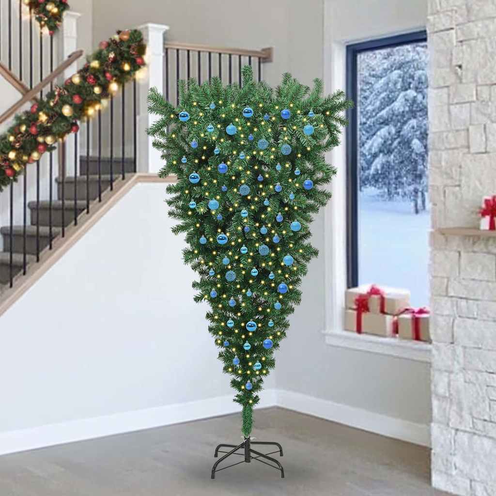 Albero di Natale artificiale preilluminato rovesciato con set di palline 3396889