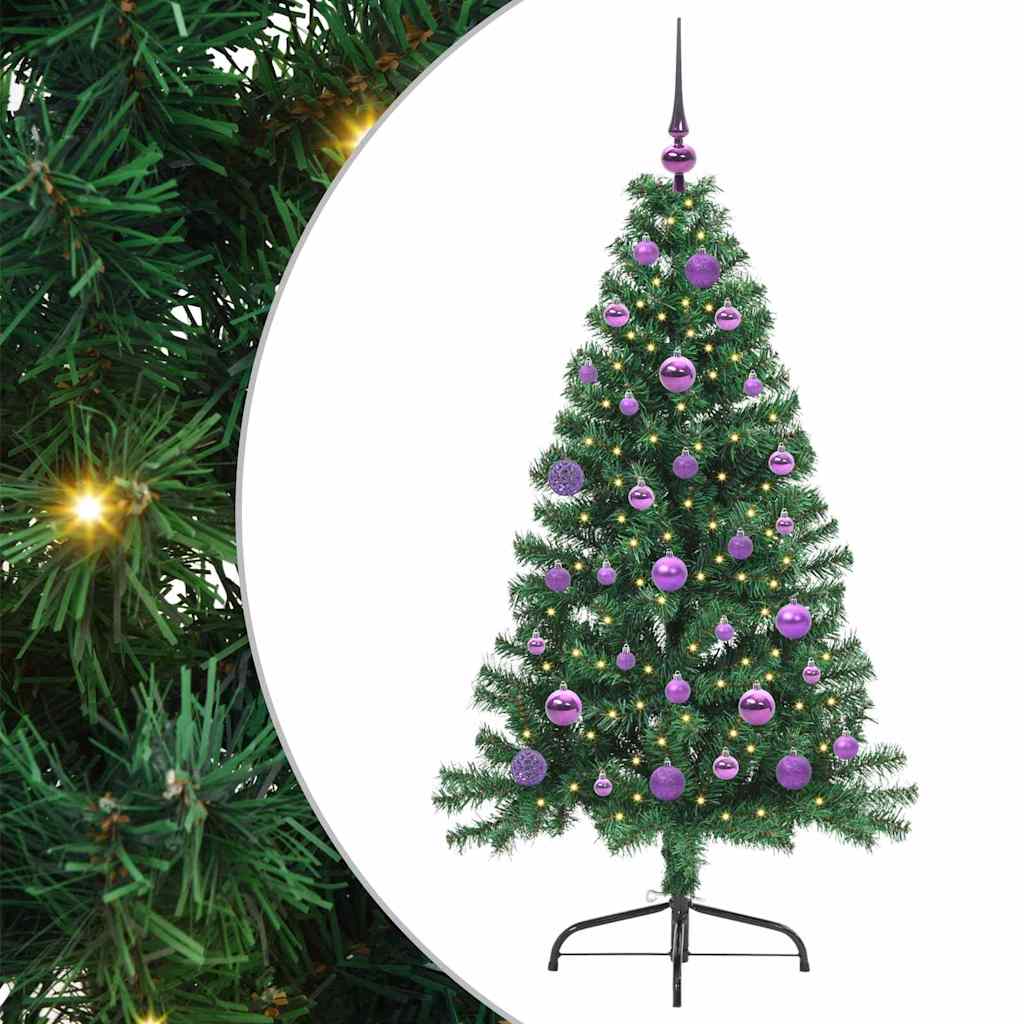 Albero di Natale Artificiale-Albero Natalizio con luci integrate Verde 150 cm 606929