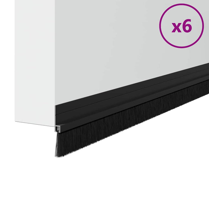 Spazzole per porte autoadesive 6 pcs Nero 100 cm 42019562
