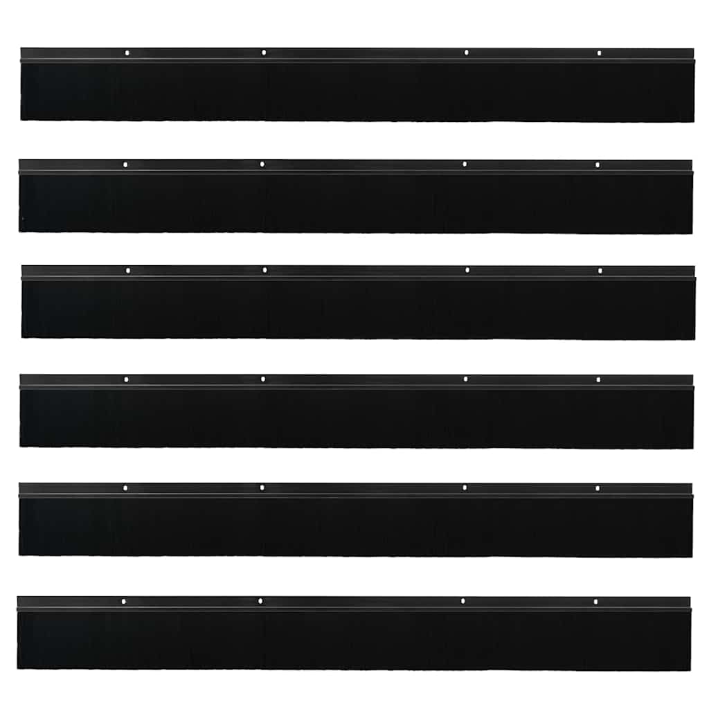 Spazzole per porte a vite 6 pcs Nero 100 cm Lega di alluminio 42019589