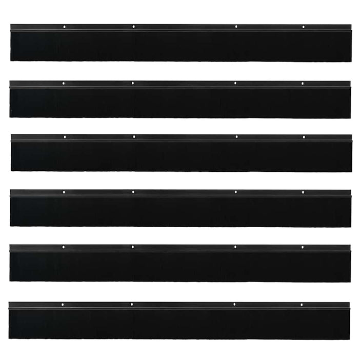 Spazzole per porte a vite 6 pcs Nero 100 cm Lega di alluminio 42019589