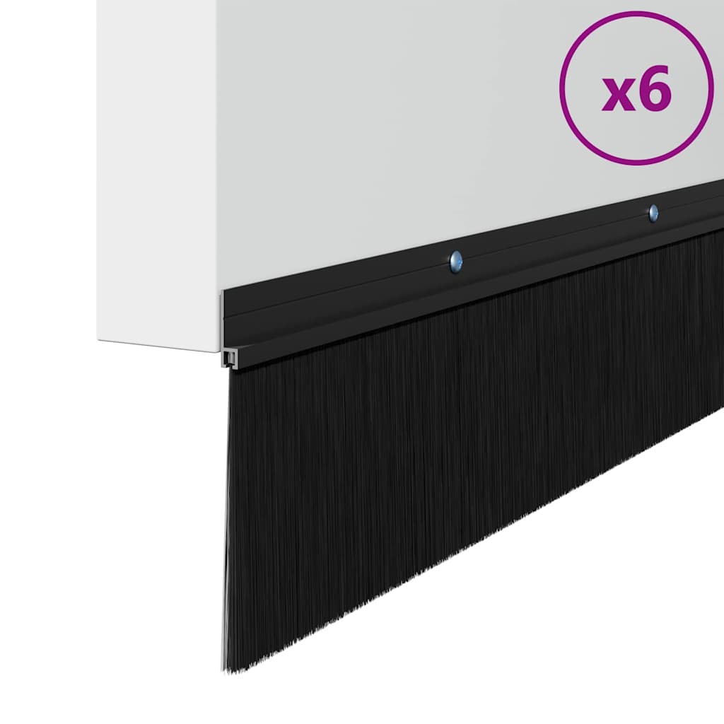 Spazzole per porte a vite 6 pcs Nero 100 cm Lega di alluminio 42019589