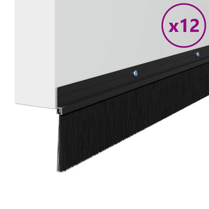 Spazzole per porte a vite 12 pcs Nero 100 cm Lega di alluminio 42019591