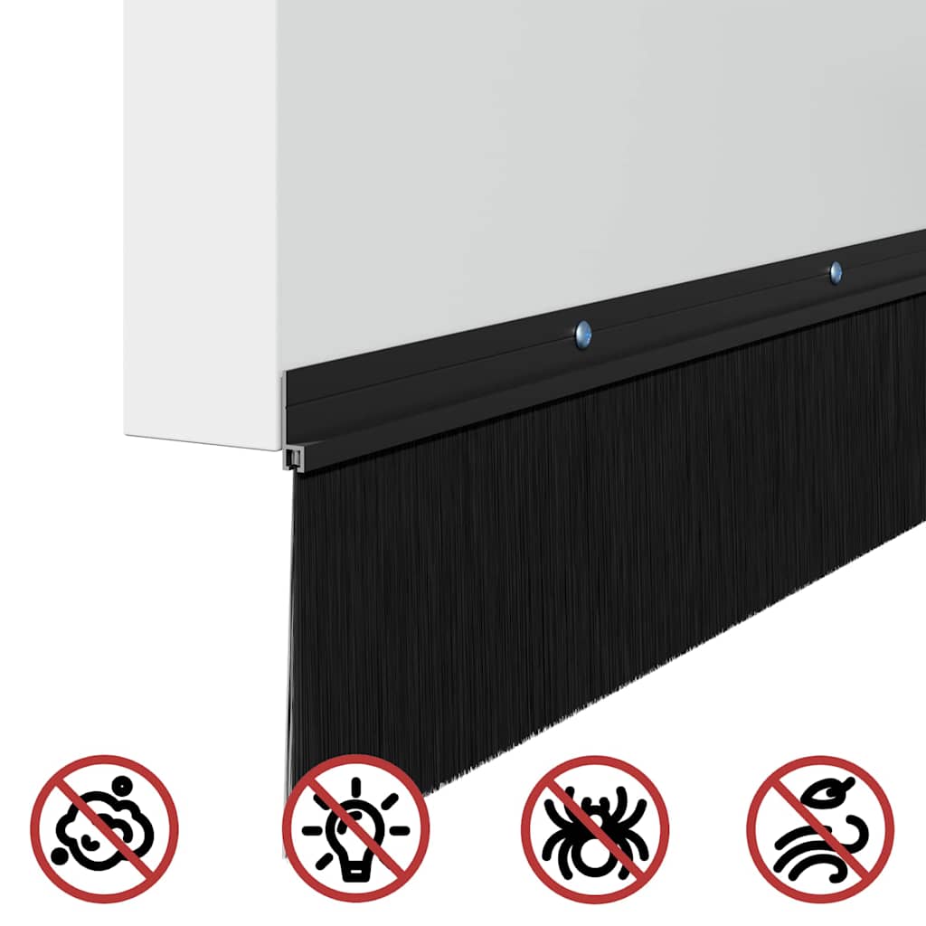 Spazzole per porte a vite 12 pcs Nero 100 cm Lega di alluminio 42019593