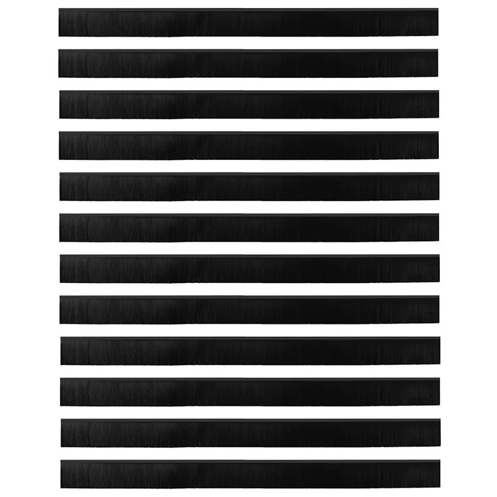 Spazzole per porte a vite 12 pcs Nero 100 cm Lega di alluminio 42019603