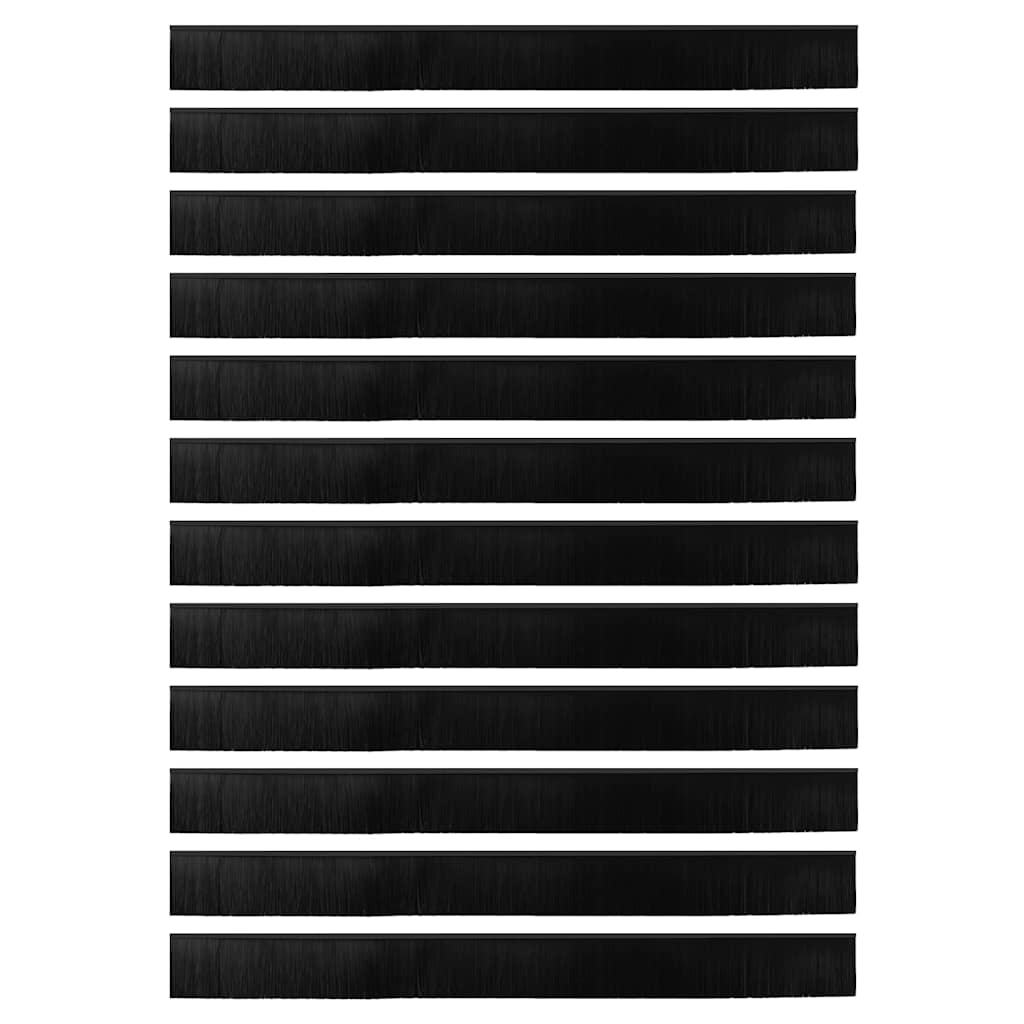 Spazzole per porte a vite 12 pcs Nero 100 cm Lega di alluminio 42019604