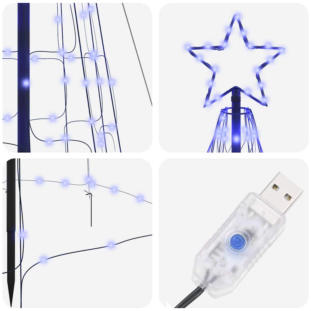 Albero di Natale LED con picchetti per il terreno-Luci decorative natalizie Blu 400 cm