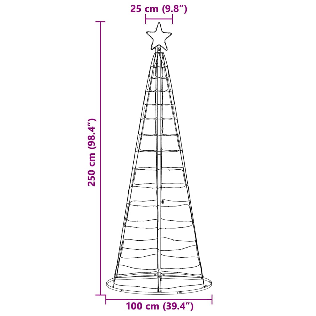 Albero di Natale LED con 390 LED Multicolore 250 cm Ferro 42018759