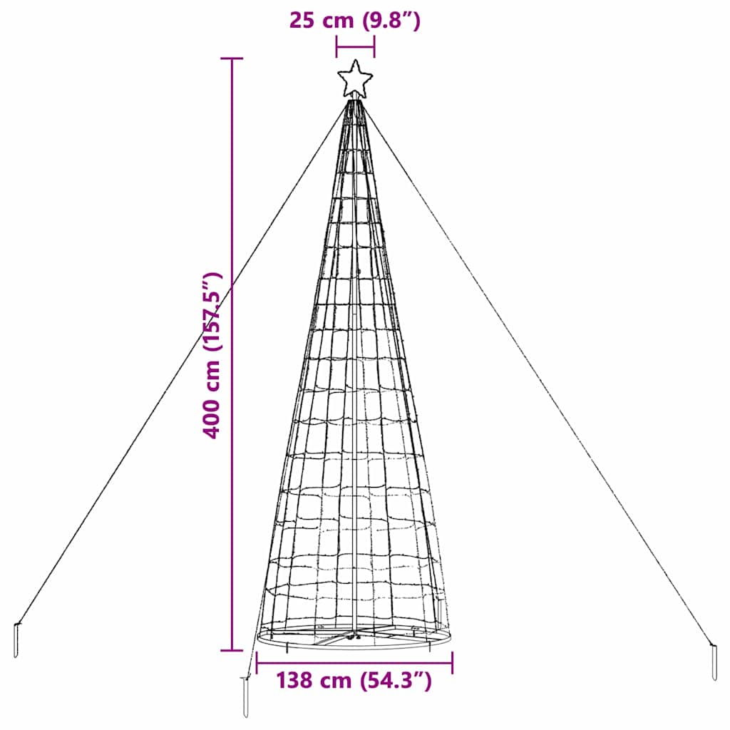 Albero di Natale LED con 800 LED Multicolore 400 cm Ferro 42018763