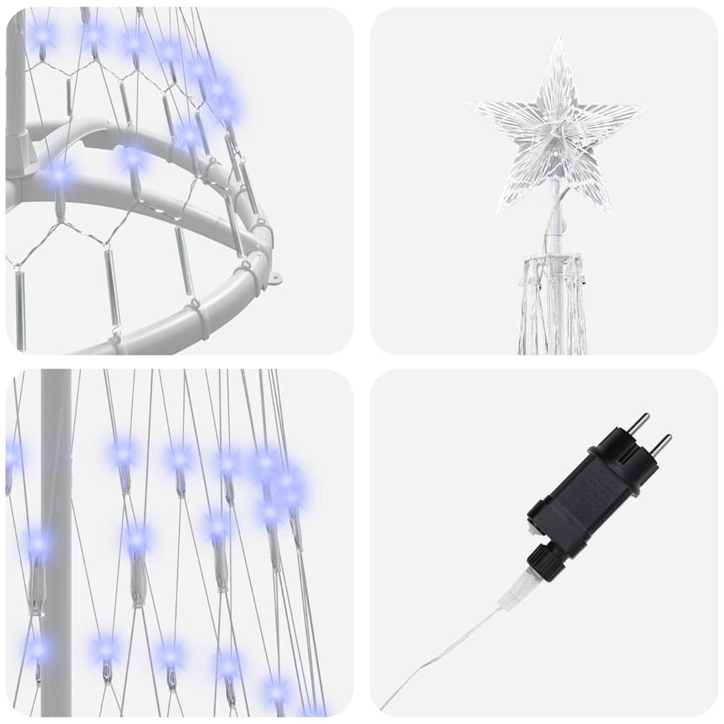 Albero di Natale LED-Luci decorative natalizie con 230 LED Blu 51 x 51 x 190 cm Metallo
