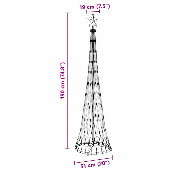 Albero di Natale LED-Luci decorative natalizie con 230 LED Blu 51 x 51 x 190 cm Metallo