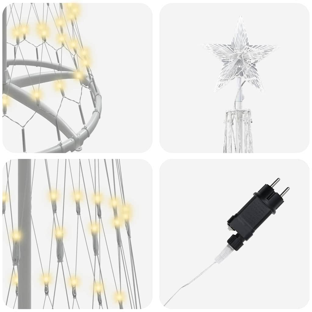 Albero di Natale LED-Luci decorative natalizie Bianco caldo 70 x 70 x 250 cm Metallo
