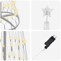 Albero di Natale LED-Luci decorative natalizie Bianco caldo 70 x 70 x 250 cm Metallo