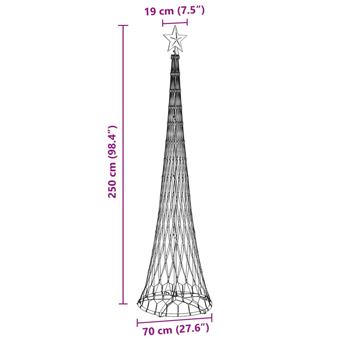 Albero di Natale LED-Luci decorative natalizie Bianco caldo 70 x 70 x 250 cm Metallo
