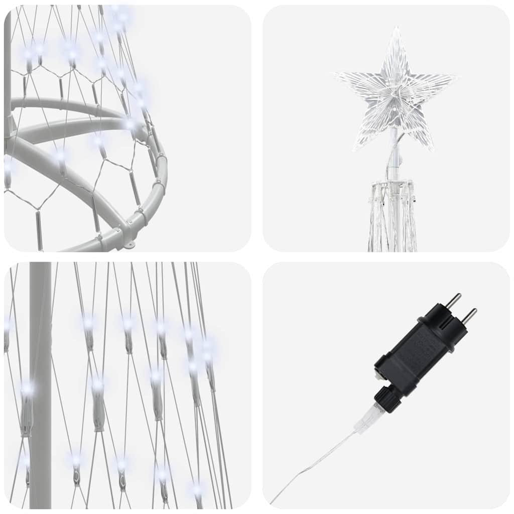 Albero di Natale LED-Luci decorative natalizie Bianco freddo 70 x 70 x 250 cm Metallo
