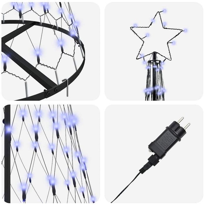 Albero di Natale LED con 230 LED Blu 71 x 71 x 184.5 cm Metallo 42018781