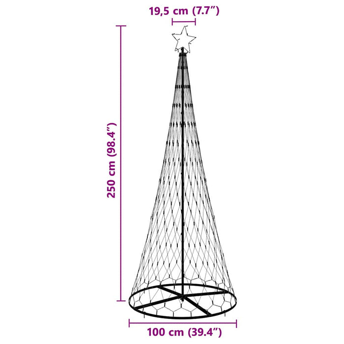 Albero di Natale LED Bianco caldo 100 x 100 x 250 cm Metallo 42018783