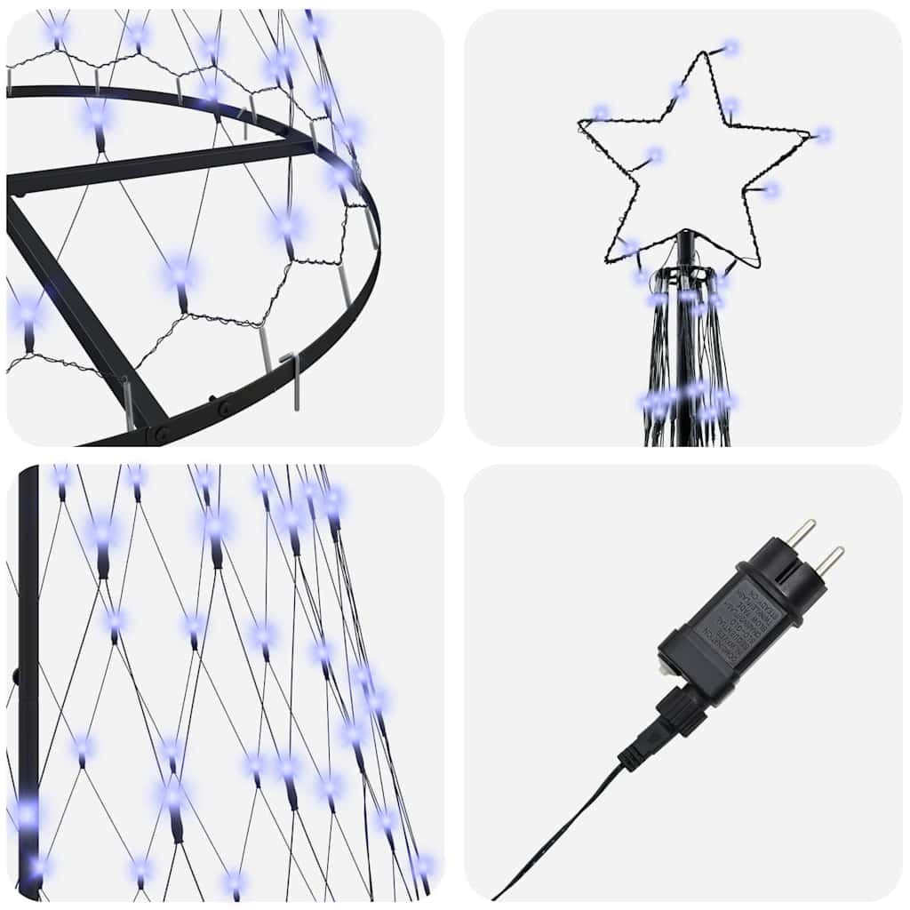 Albero di Natale LED con 290 LED Blu 100 x 100 x 250 cm Metallo 42018785