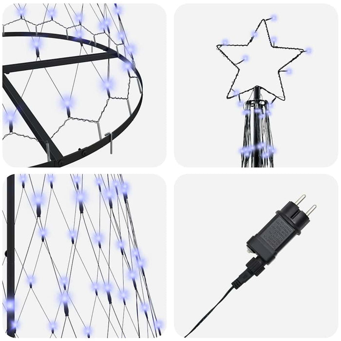 Albero di Natale LED con 290 LED Blu 100 x 100 x 250 cm Metallo 42018785