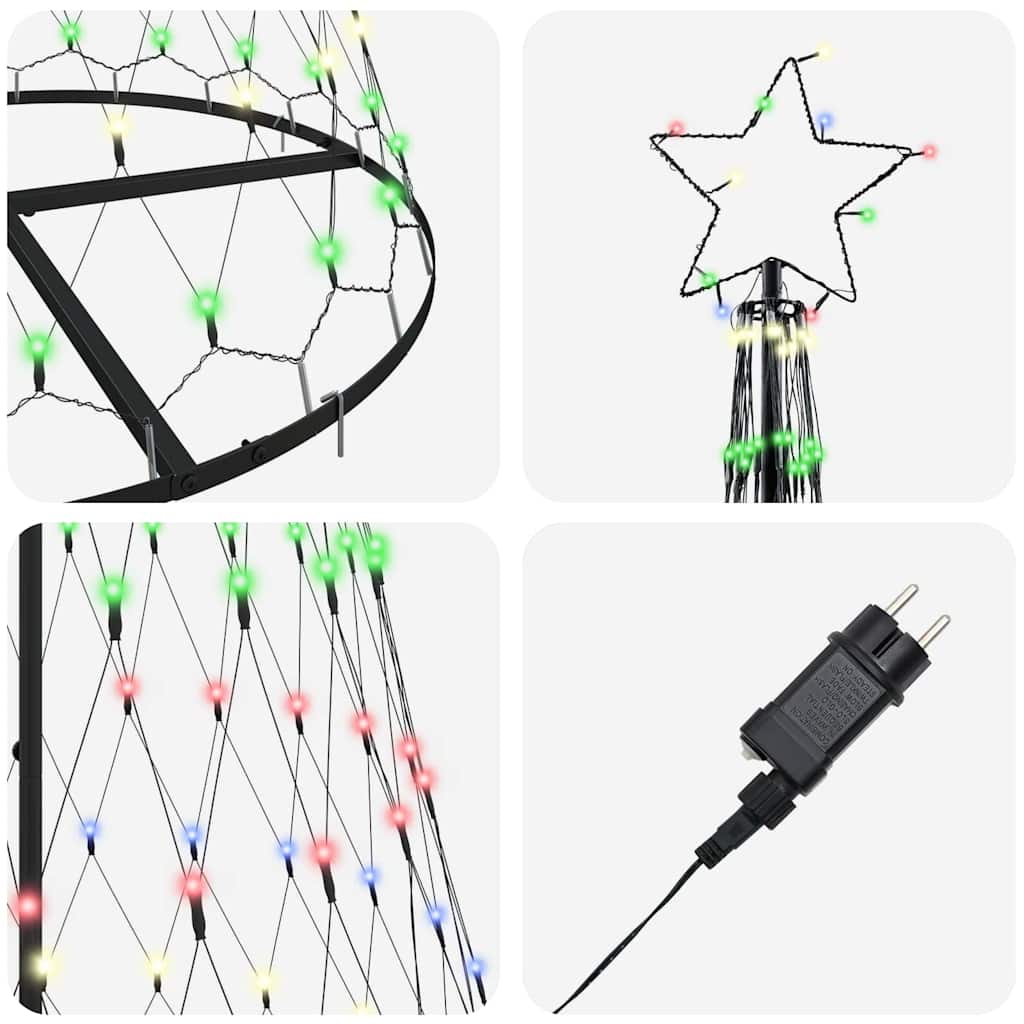 Albero di Natale LED Multicolore 100 x 100 x 250 cm Metallo 42018786