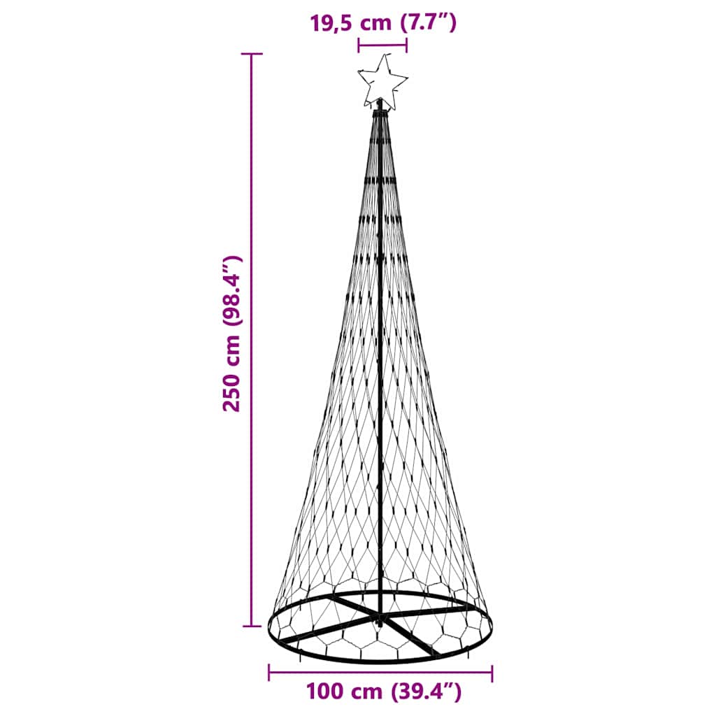 Albero di Natale LED Multicolore 100 x 100 x 250 cm Metallo 42018786