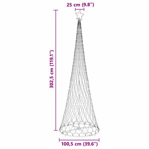 Albero di Natale LED Blu 100.5 x 100.5 x 302.5 cm Metallo 42018789
